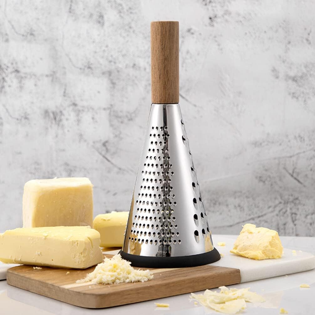 Wooden Handle Stainless Steel Grater Cone Shaped