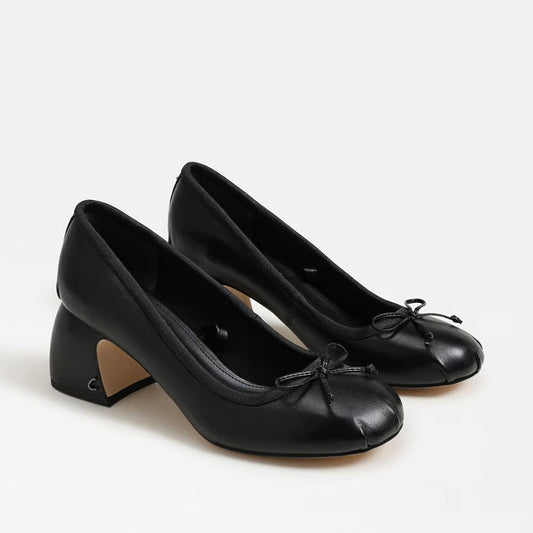 Circus NY by Sam Edelman Women's Black Della Lace-Up Block-Heel Ballet Pumps | Circus NY by Sam Edelman In Lebanon
