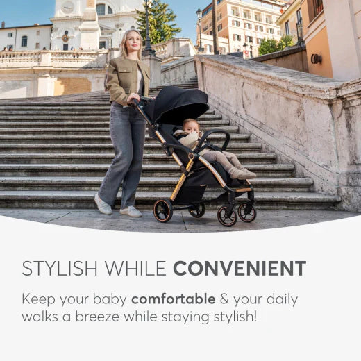 Kikkaboo - Autofolding Pushchair - Eden Black - Travel Stroller