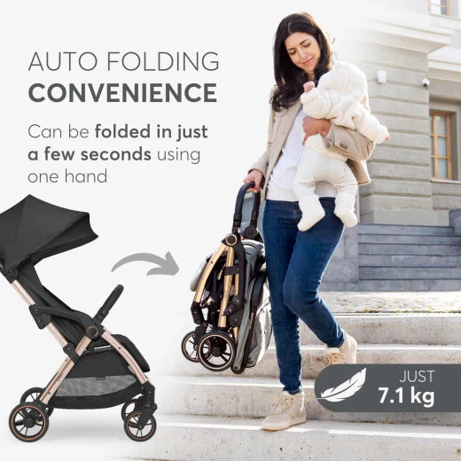 Kikkaboo - Autofolding Pushchair - Eden Black - Travel Stroller