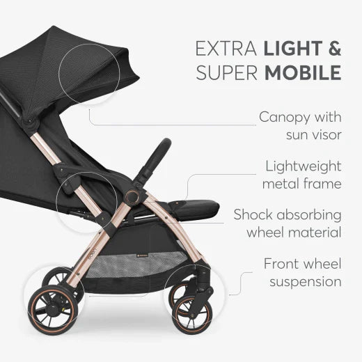 Kikkaboo - Autofolding Pushchair - Eden Black - Travel Stroller