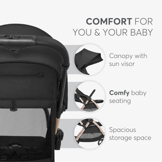 Kikkaboo - Autofolding Pushchair - Eden Black - Travel Stroller