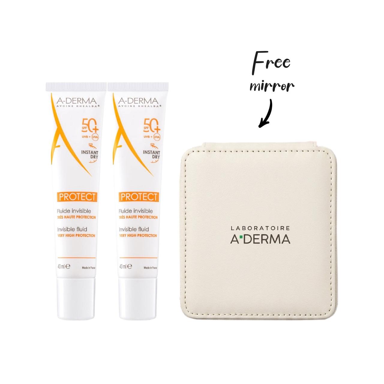 Buy 2 ADERMA PROTECT FLUIDE INVISIBLE SPF50+ 40ML Get FREE Mirror