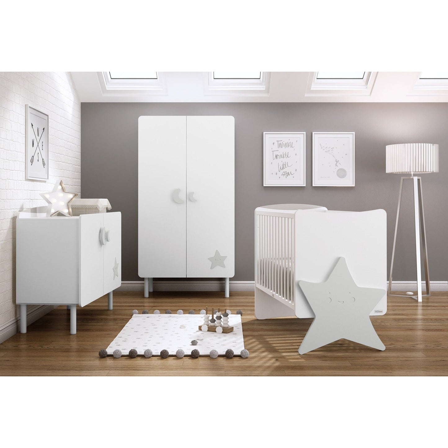 Trama Cot Bed Artech White And Natural Wood Cot