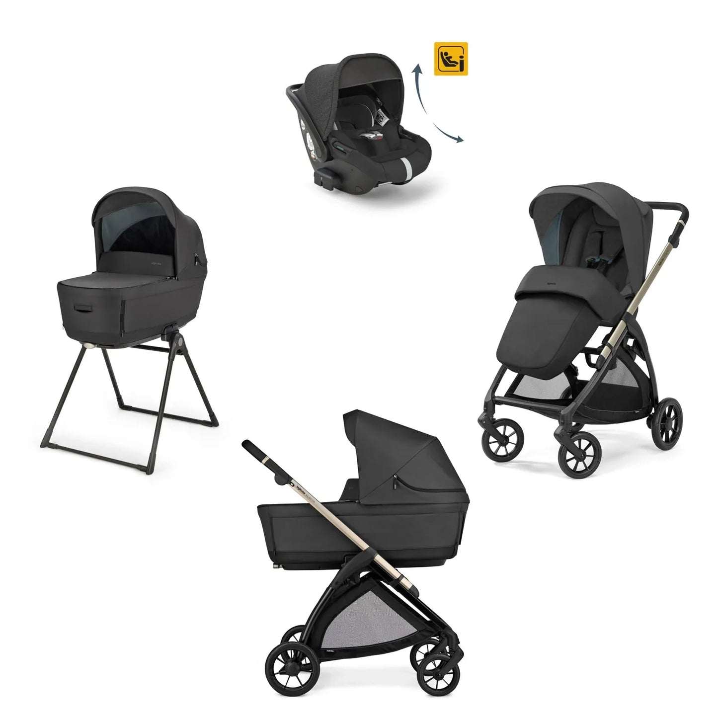 Inglesina - (KA52S) - Electa Drawin Recline - Travel System - Upper Black