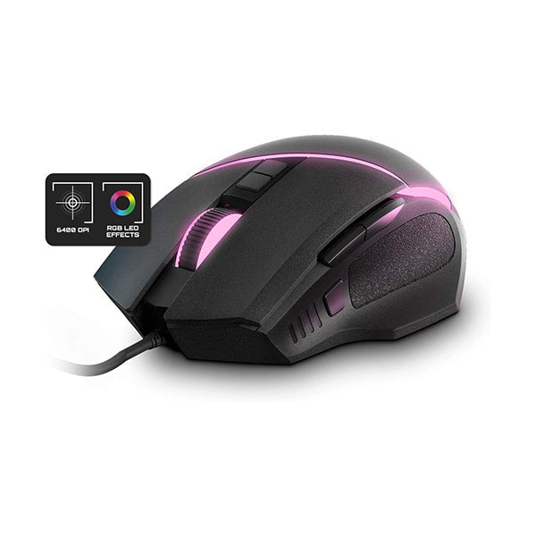 Energy Sistem Gaming Mouse ESG M2 Flash (Raton 6400 dpi, USB, RGB LED Lights, 8 Customizable Buttons)