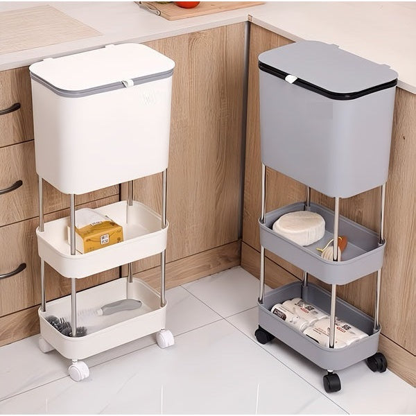 Rolling Trash Bin with Storage
