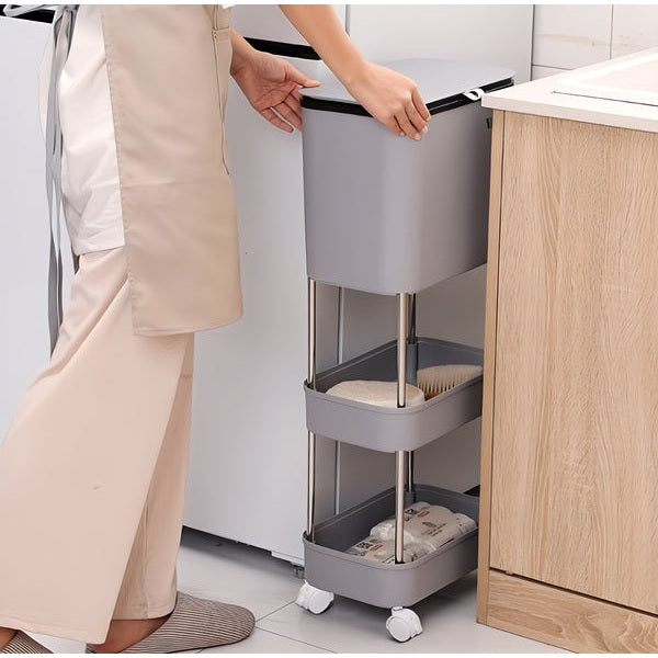 Rolling Trash Bin with Storage