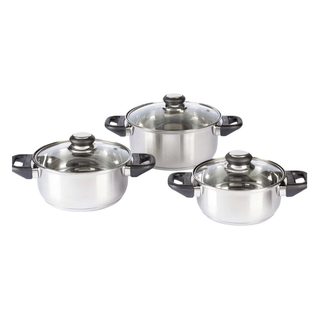 Ernesto Cooking Pots, Set Of 3, Glass Lid With Steam Outlet