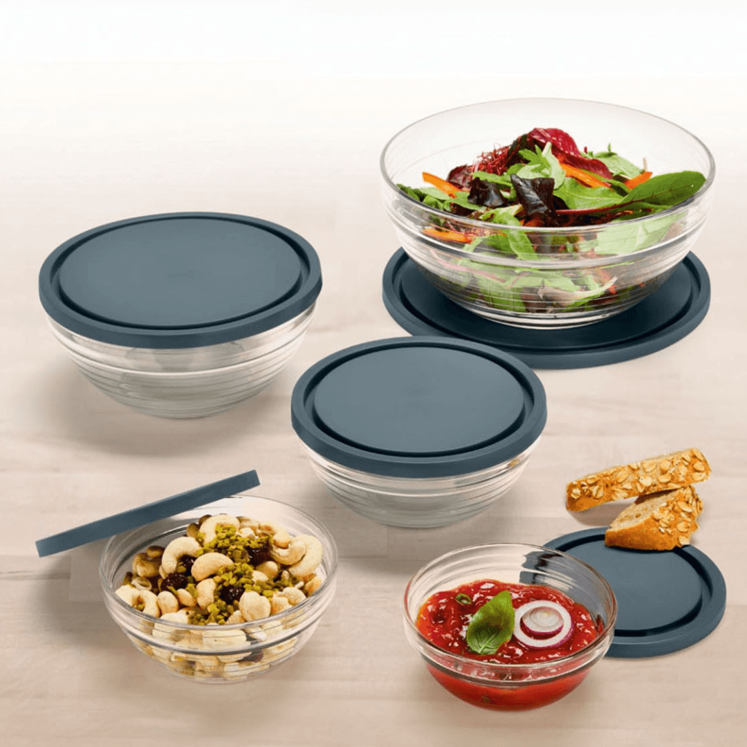 ERNESTO® STORAGE BOXES, SET OF 5, GLASS