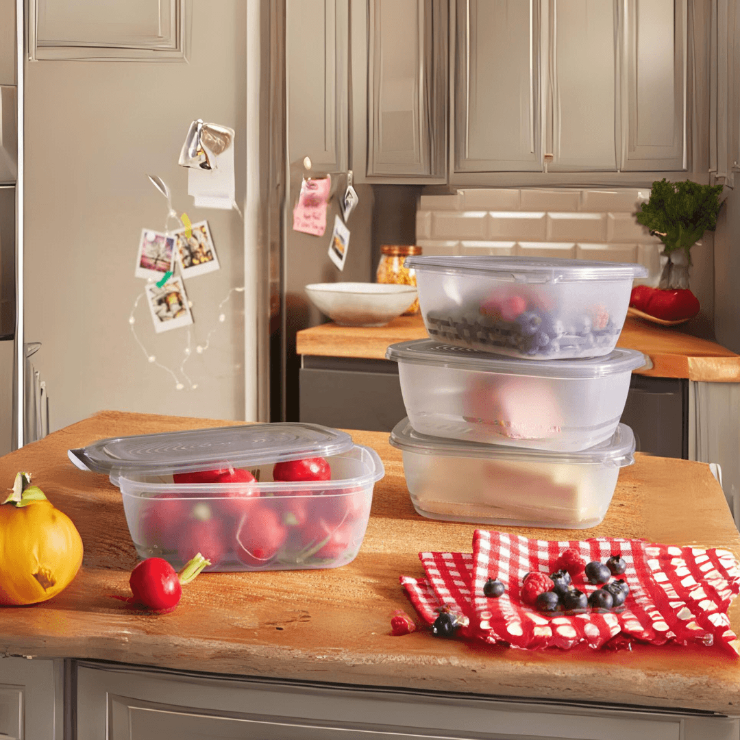 ERNESTO® Storage container set, plastic, BPA-free 1L
