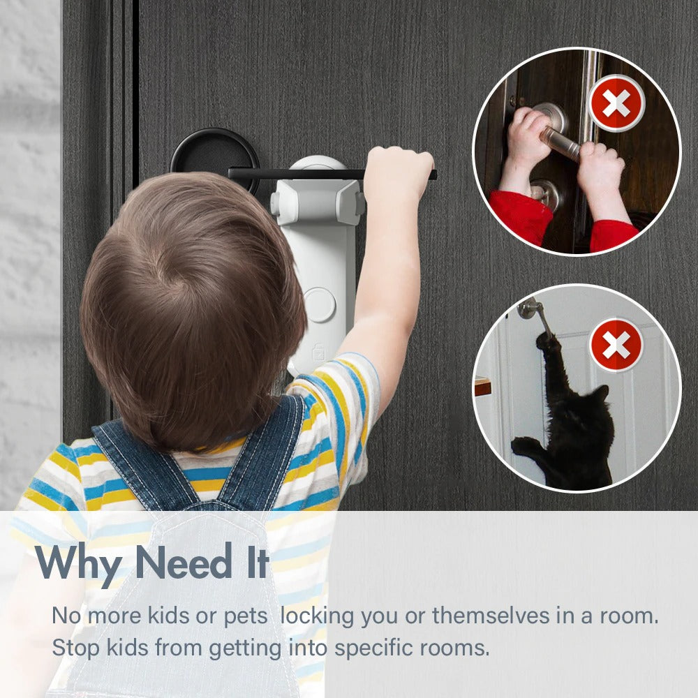 EUDEMON Door Lever Lock, Baby Proofing Door Handle Lock,Childproofing Door Knob Lock Easy to Install and Use 3M VHB Adhesive