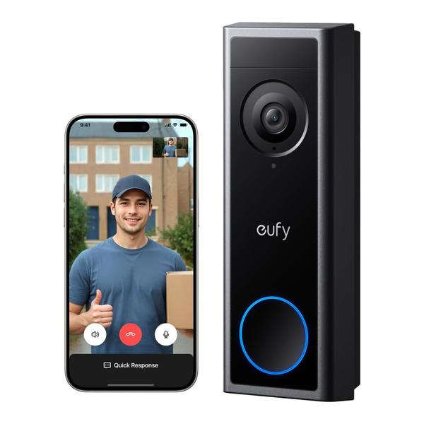 eufy C30 Security Video Doorbell Camera, Battery Powered,2K FHD,165° Ultra-Wide View, Easy Installation, Live Video Call, AI Human Detection for People and Packages, HomeBase 3 Compatible, No Monthly Fee
