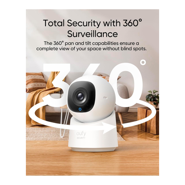 eufy Security Indoor Cam C220 | 2K Resolution Smart Security Camera with 360° coverage, Human/Motion Detection, AI Tracking, Compatible with Alexa and Google Assistant, Night Vision