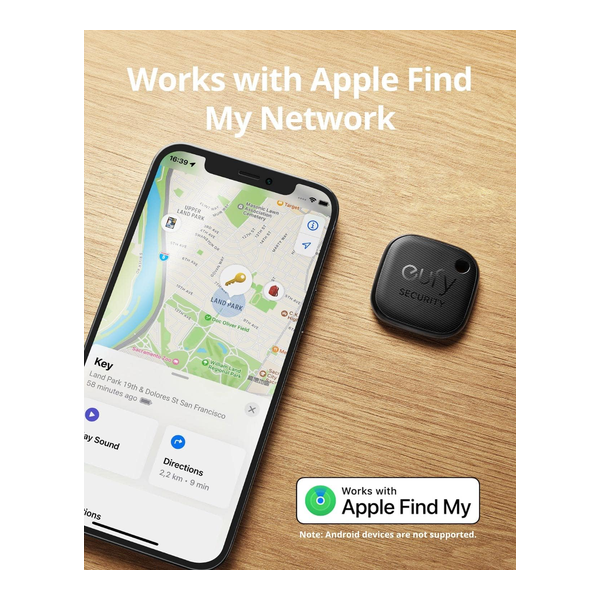 eufy Security by Anker SmartTrack Link (Black, 1-Pack), Android not Supported, Works with Apple Find My (iOS only), Key Finder, Bluetooth Tracker for Earbuds and Luggage, Phone Finder, Water Resistant