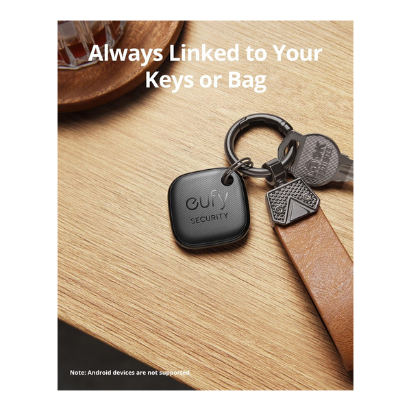 eufy Security by Anker SmartTrack Link (Black, 1-Pack), Android not Supported, Works with Apple Find My (iOS only), Key Finder, Bluetooth Tracker for Earbuds and Luggage, Phone Finder, Water Resistant