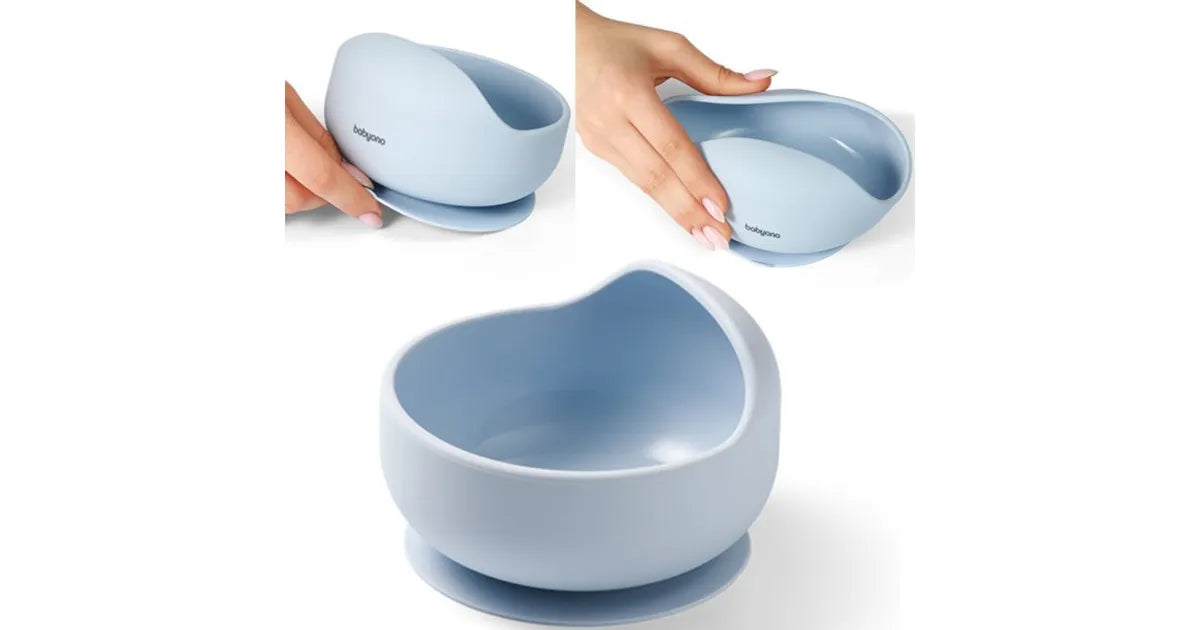 BabyOno - Silicone Suction Bowl - Light Blue