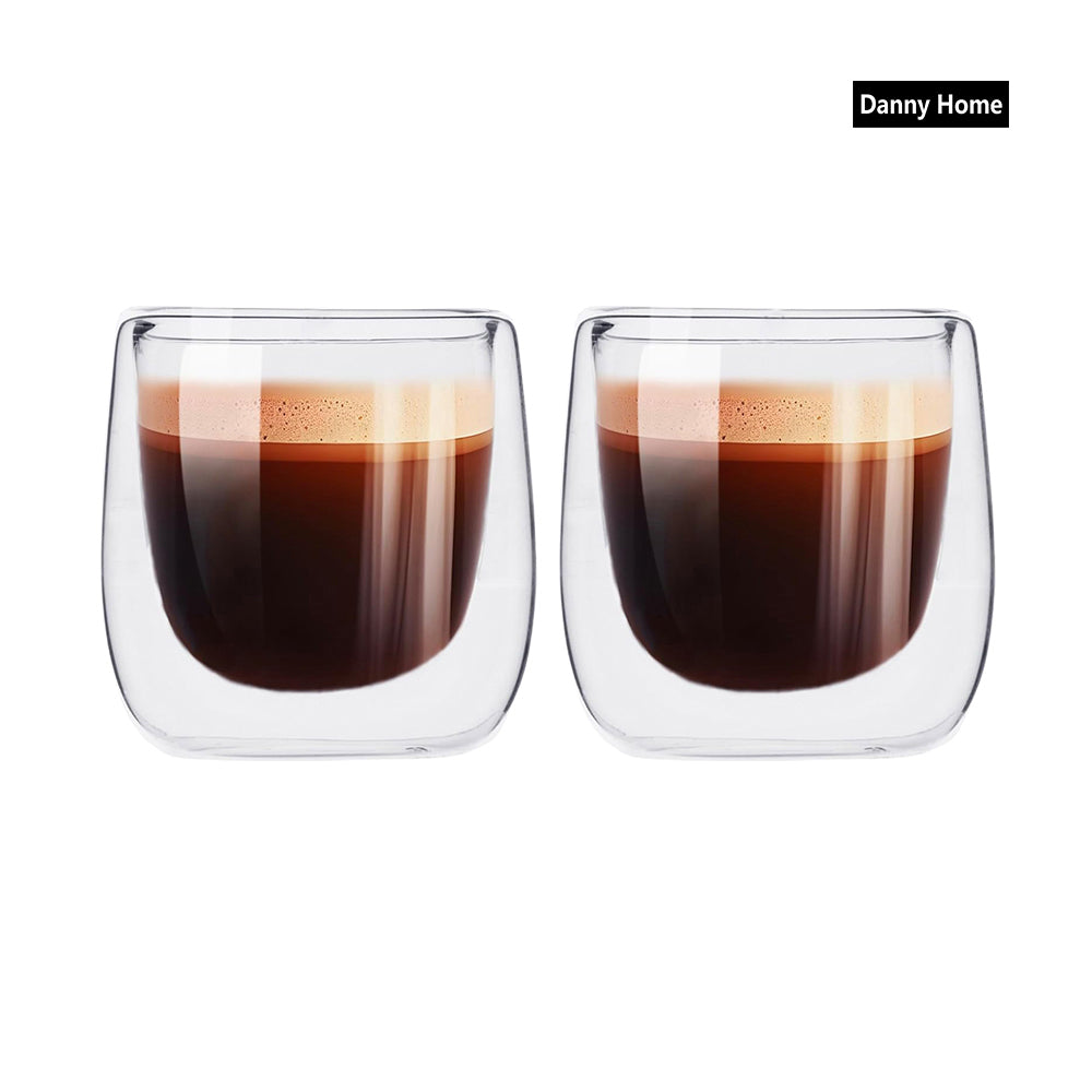 80ml 2-Pcs Danny Home Double Walled Espresso Glasses Set