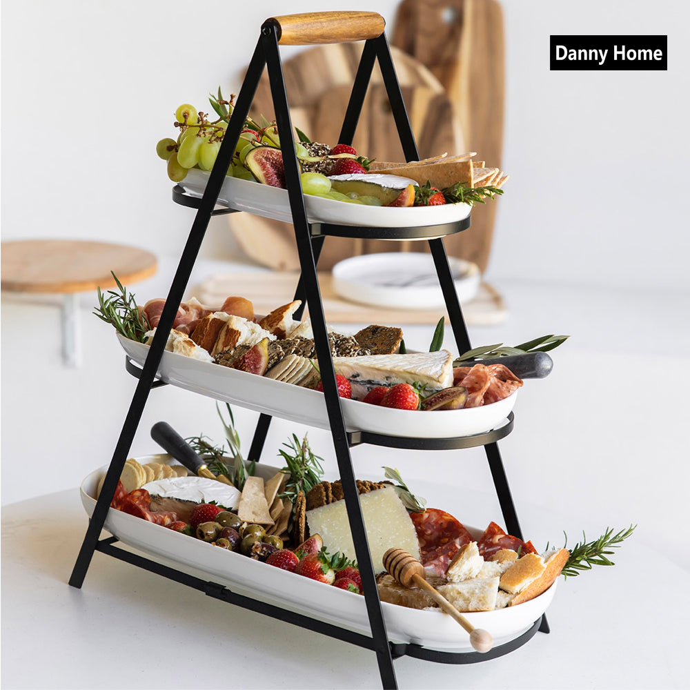 Danny Home 3-Tier Ceramic Serve & Share Service Tower