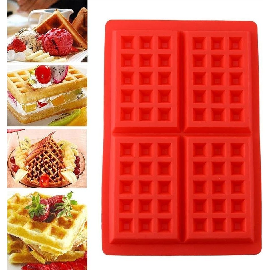 Waffle Making Mold Silicone, 4 Cavity, Non-Stick, Oven & Fridge Safe