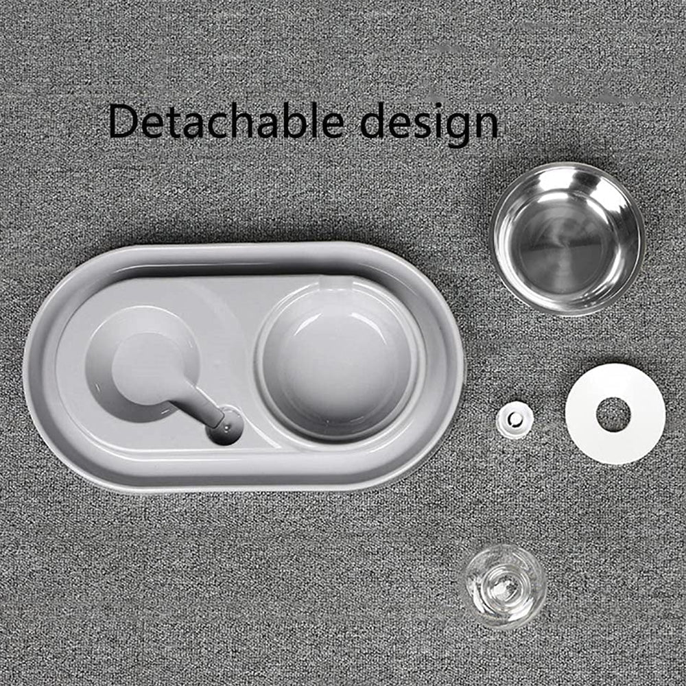 Double Pet Bowls with Automatic Water Dispenser