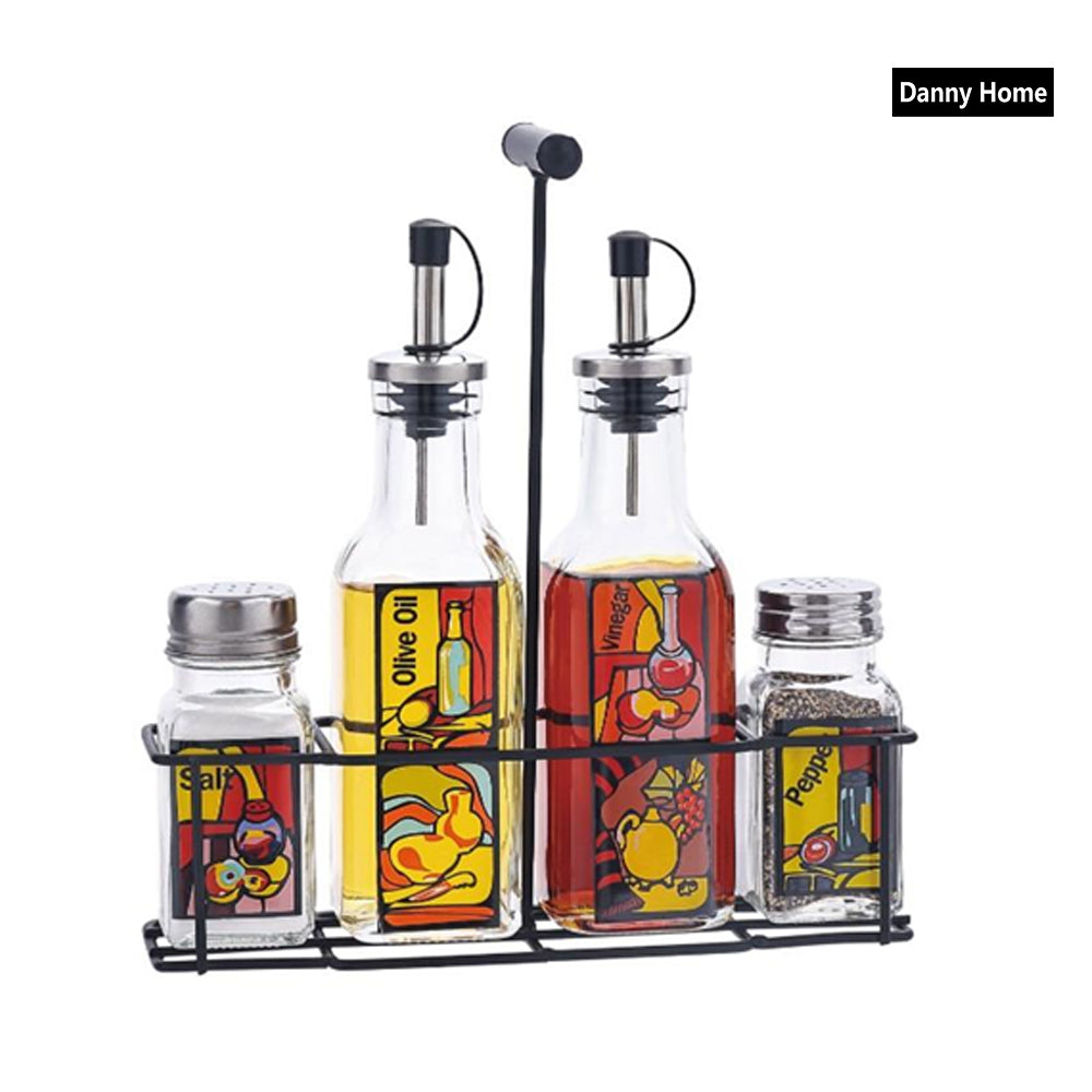 Danny Home Oil & Vinegar/ Salt & Pepper Dispenser Stand 4-pcs set