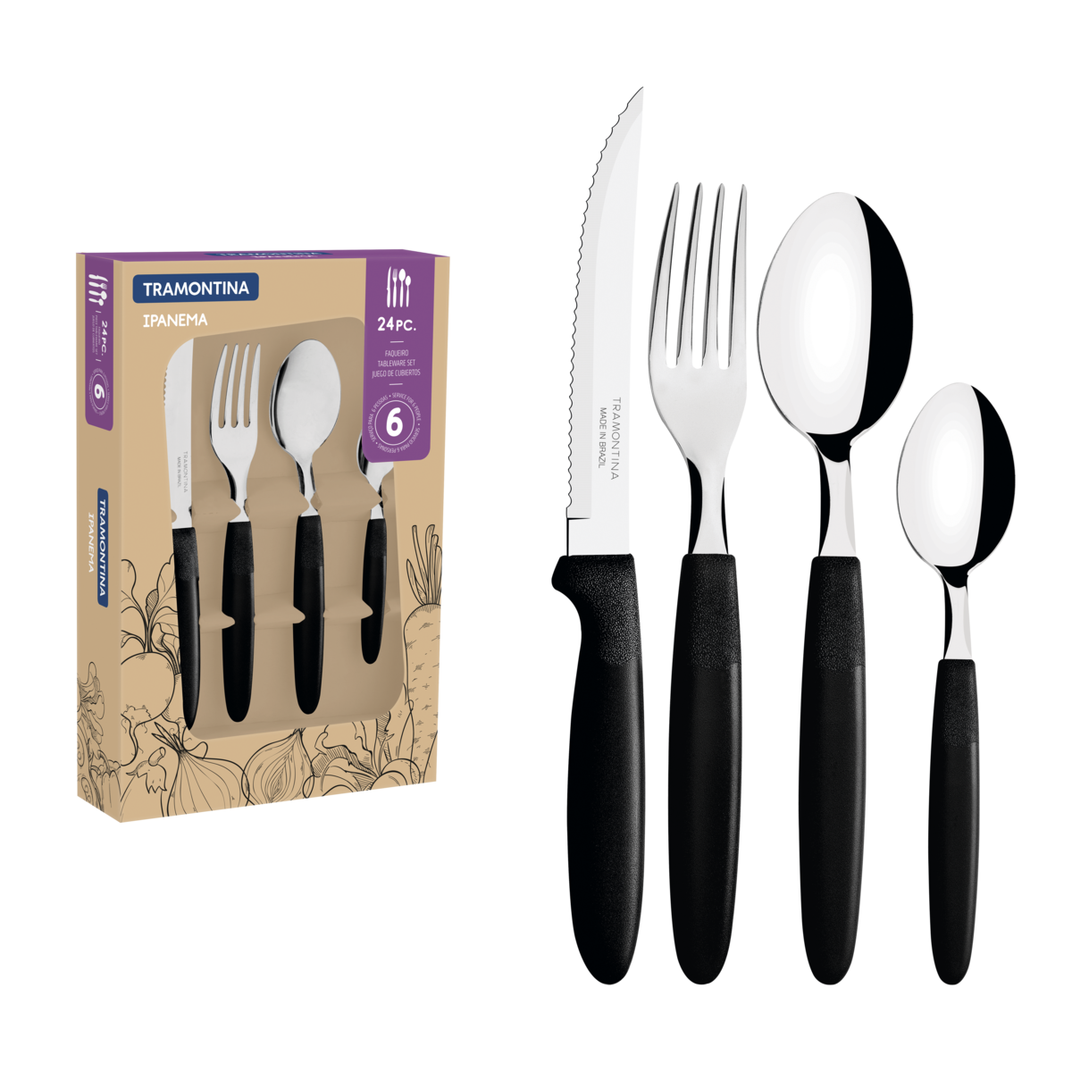 Tramontina Ipanema stainless steel flatware set 24 pcs