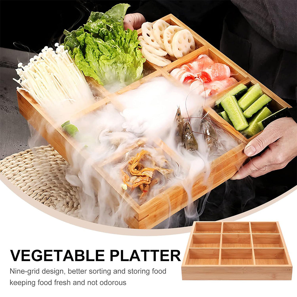 Bamboo Nuts Tray with Protective Lid – 9 Compartments