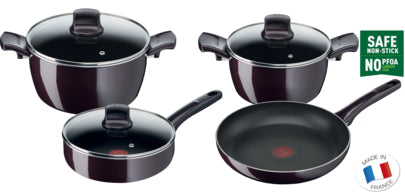 TEFAL Resist Intense 7 pc set stewpots 22/26 cm, frypan 28 cm, sautepan 24 cm