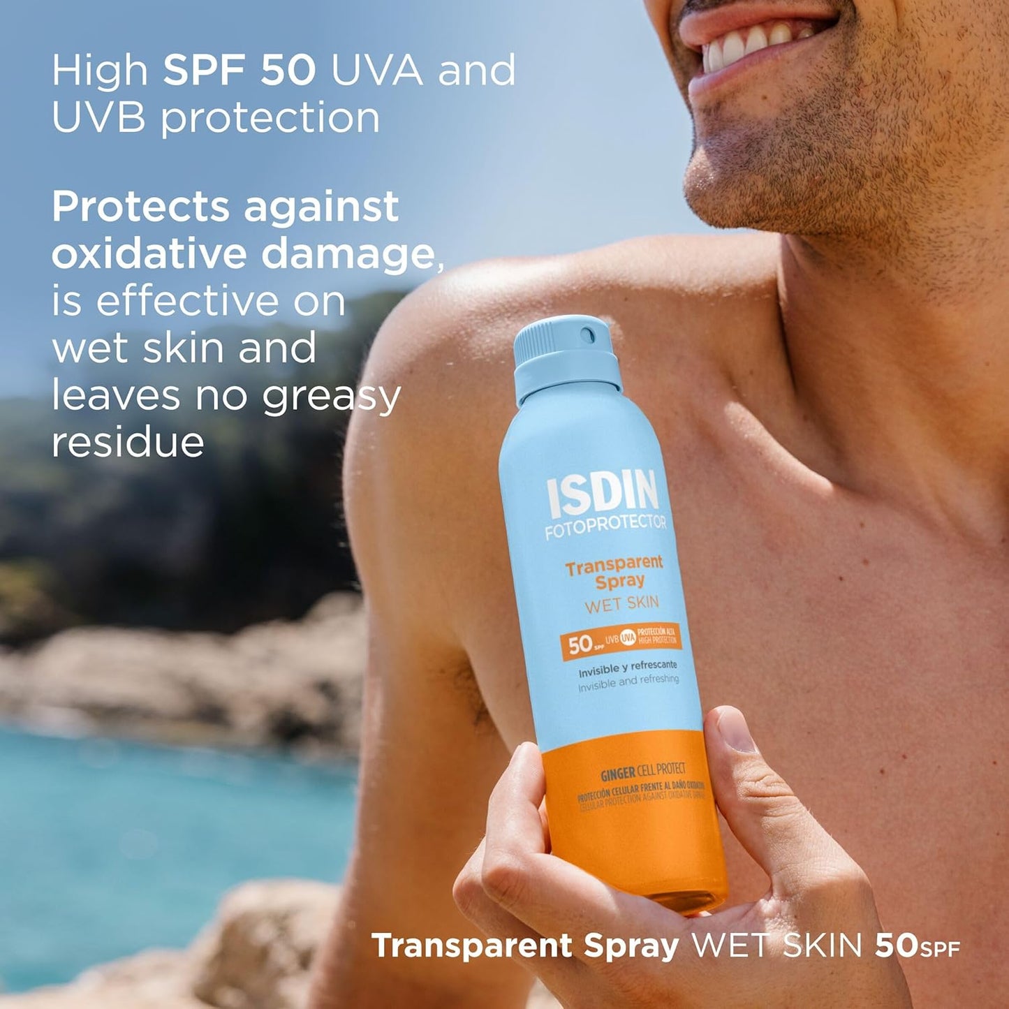FOTOPROTECTOR TRANSPARENT SPRAY WET SKIN SPF50