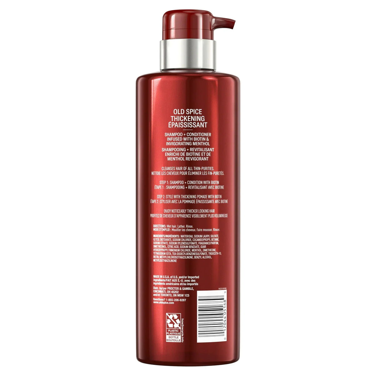 Old Spice Thickening 2in1 Shampoo & Conditioner with Biotin and Menthol, All Hair Types, 17.9 fl oz