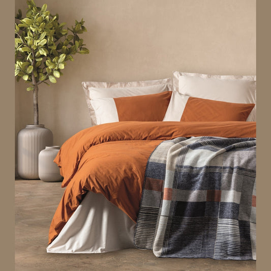 Single size Cotton Blanket with Duvet Cover Set Cinnamon