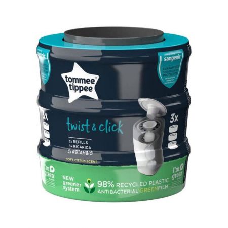 Tommee Tippee - Twist&Click 3pk Refill Cass - AL UK