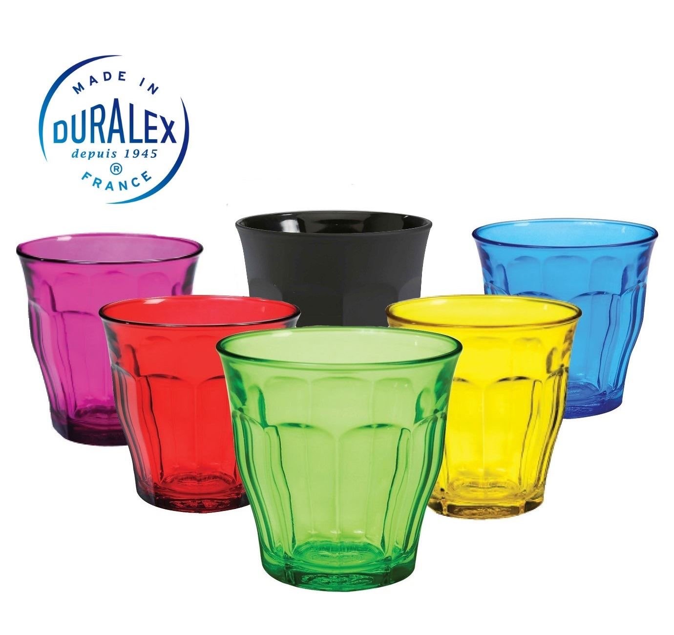 Duralex picardie tumbler mixed colors set of 6 - 25cl