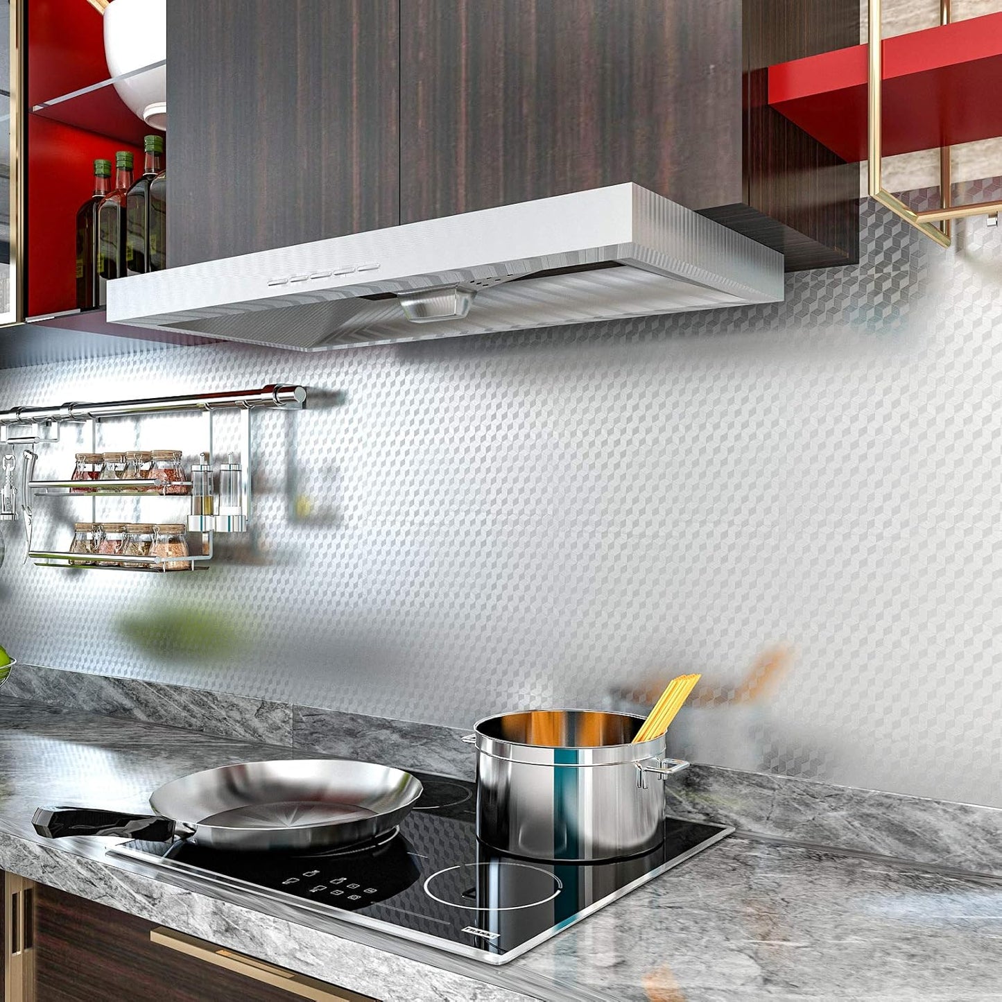 Waterproof Peel and Stick Oil-Proof Self Adhesive Aluminum Foil 60x200cm