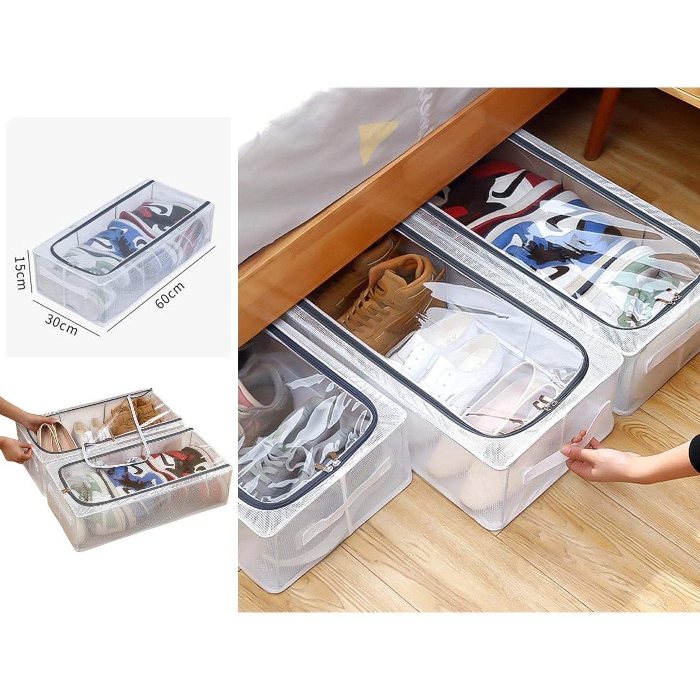 Shoe Organiser Stackable Shoe Storage Box 60x30x15