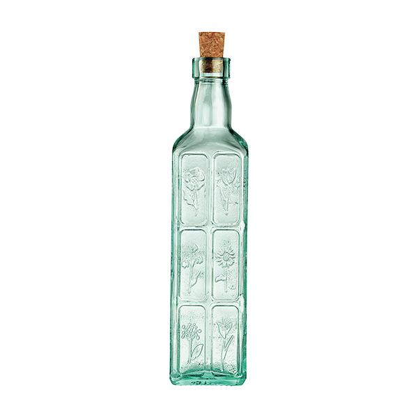 bormioli rocco country home fiori bottle with cork lid 0.5L