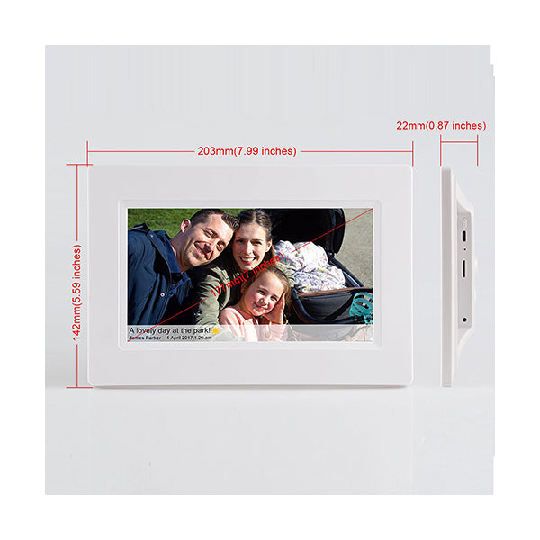 Feelcare Frameo 7 Inch Smart WiFi Digital Picture Frame with Touch Screen, Send Photos or Small Videos from Anywhere, IPS LCD Panel, Built in 8GB Memory, Wall-Mountable, Portrait & Landscape, DPF7000
