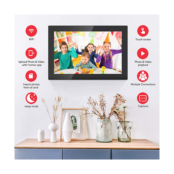 Feelcare Frameo Digital WiFi Picture Frame 10 inch, Send Photos or Videos from Anywhere, 16GB Storage,1280x800 IPS HD Display,Touchscreen for Easy Navigation, HN-DPF1003