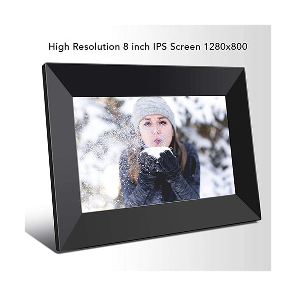 Feelcare Frameo Digital WiFi Picture Frame 8 inch, Send Photos or Videos from Anywhere, 16GB Storage,1280x800 IPS HD Display,Touchscreen for Easy Navigation, HN-DPF8000BLACK