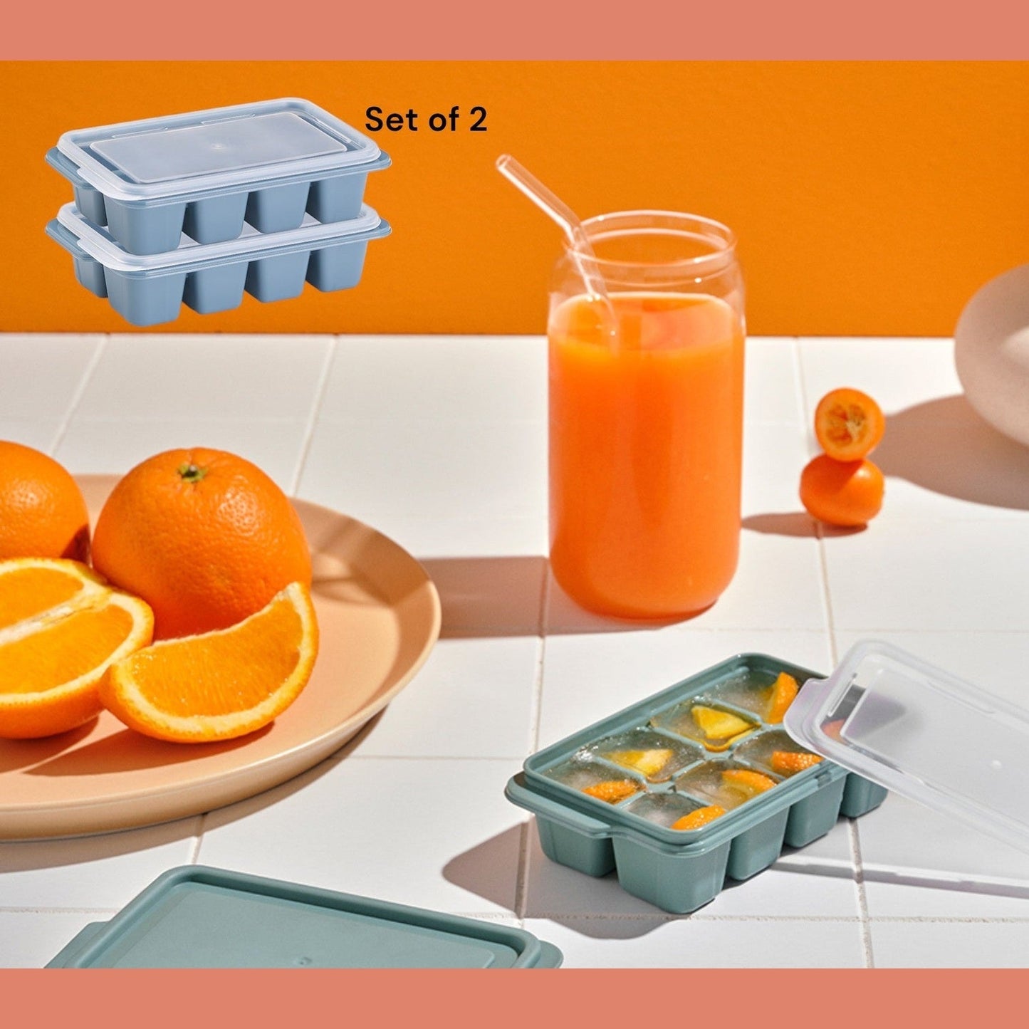 Mini Ice Cube Tray with Lid X2