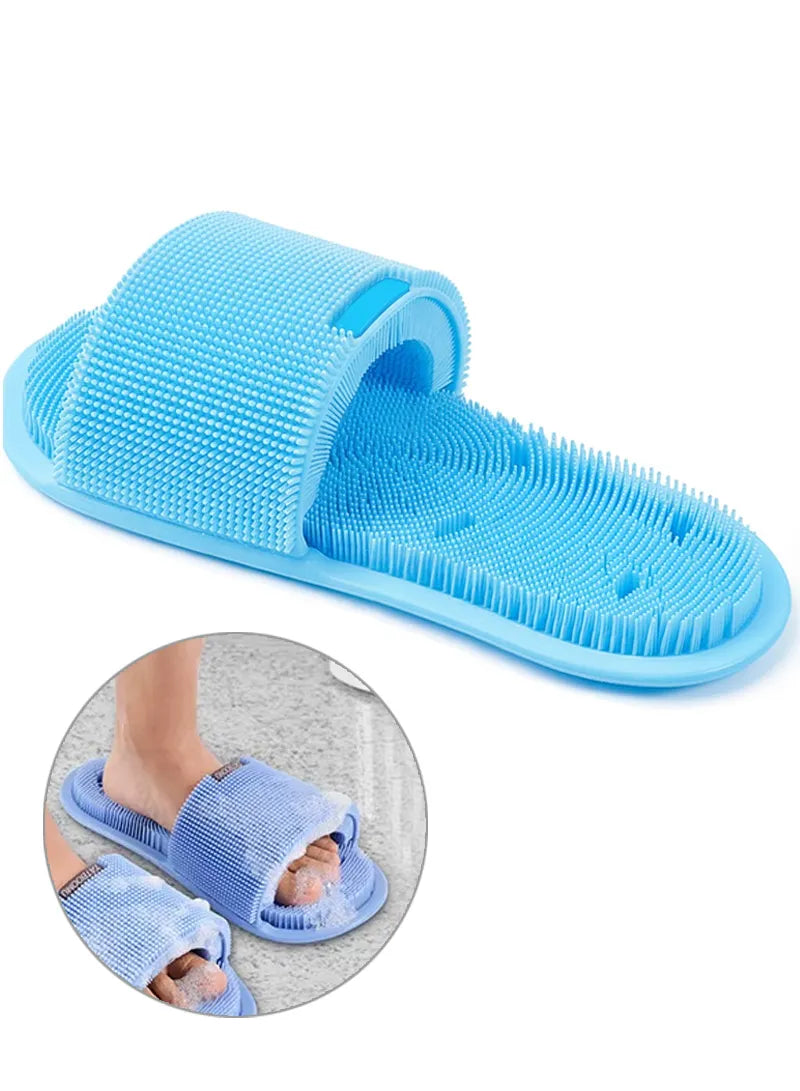 Silicone Foot Cleaning Slipper with Non-Slip Suction Base & Soft Cleaning Bristles