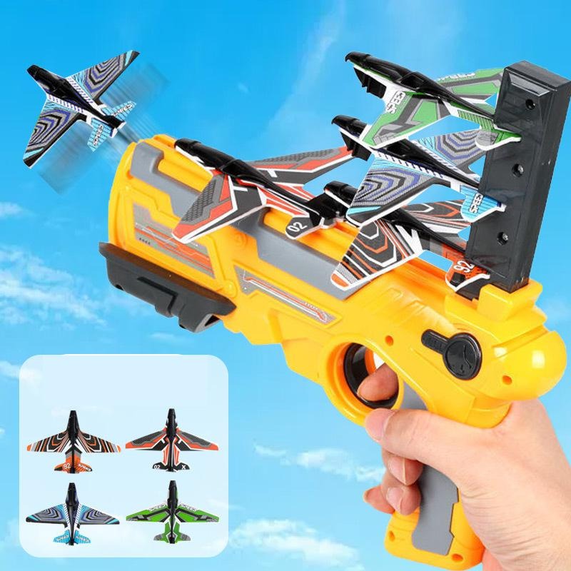 Foam Aircraft Launcher Catapult Plane Toys Kids  Shooting Game