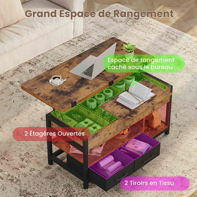 3‑in‑1 Lift‑Top Coffee Table with Storage Shelf