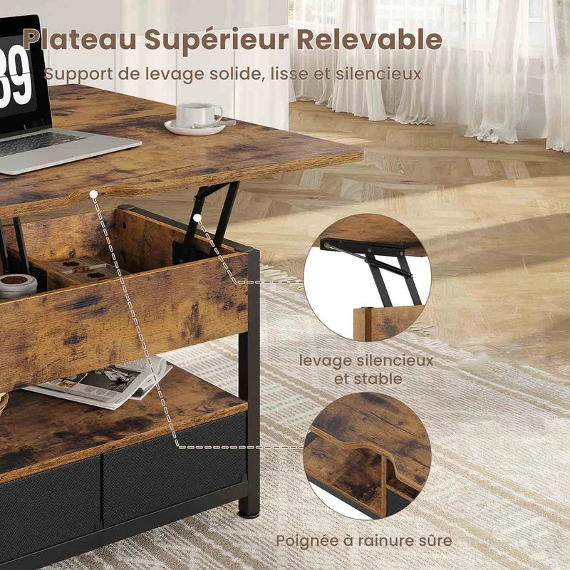 3‑in‑1 Lift‑Top Coffee Table with Storage Shelf