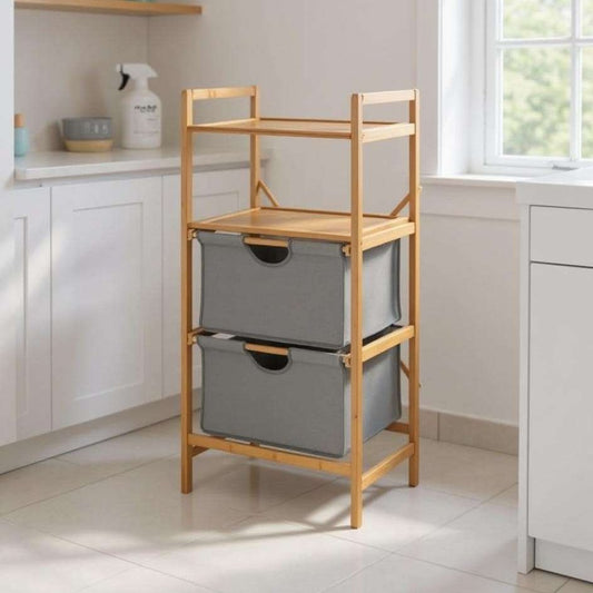 Laundry Shelf Bamboo with 2 Removable Drawers by Wenko