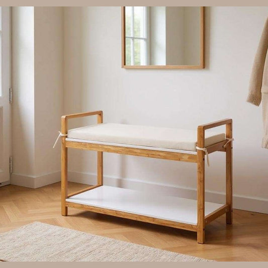 Acina Bamboo Shoe Bench with Cushion by Wenko
