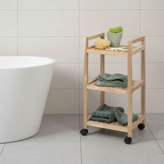 Acina Laundry/Kitchen 3 tier rolling shelving By Wenko