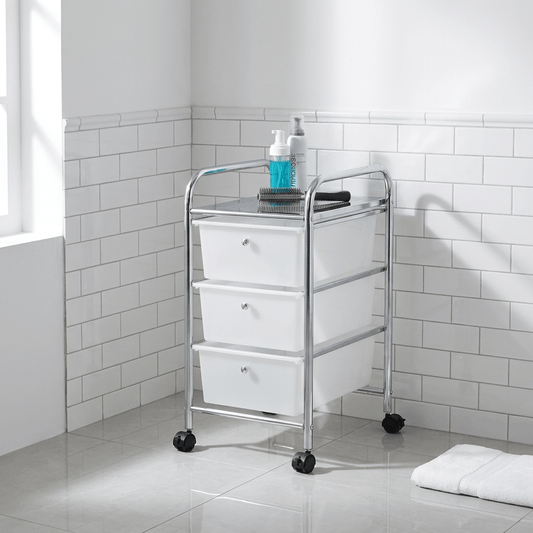 Wenko Household and Bathroom Trolley "MESSINA" with 3 Drawers