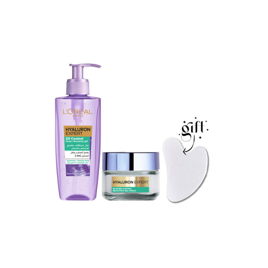 '-20% FREE Gua Sha L'Oreal Hyaluron Expert 8h Shine Control Replumping Gel Cream + Gel Wash - Medaid International